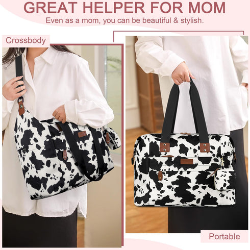 Mommy Pritent Diaper Tote - Baby Bag with Pacifier Case, Shoulder Straps, Stroller Clips, Waterproof Large Maternity