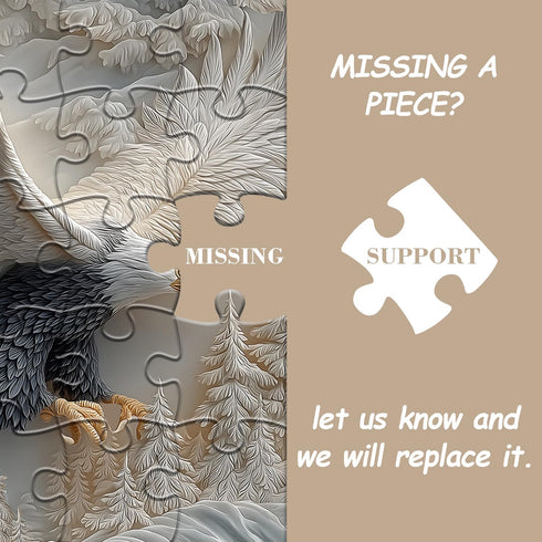 pazzocenter 1000 The Carved Eagle Jigsaw Puzzle Pieces, Majestic Bald Eagle Bird Puzzles for Adults,White Forest Art
