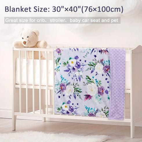 Baby Blankets for Girls Boys - Soft Plush Minky Blanket 30"x40" with Double Layer Dotted Backing for Toddler Newborn