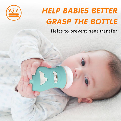 SMAutoLife Bottle,6 Pack 4 oz 8 oz,BPA Silicone Sleeves for Avent Glass Natural Baby Bottles Shatter Proof Bottle
