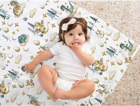 Buerhanerry 30"x40" Dragon Baby Blankets, Dragon Fairy Tale Themed Toddler Soft Minky Blanket with Double Layer Dotted