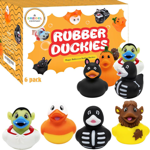 The Dreidel Company 6-Pack Halloween Rubber Duck Toy Duckies for Jeeping, Fun