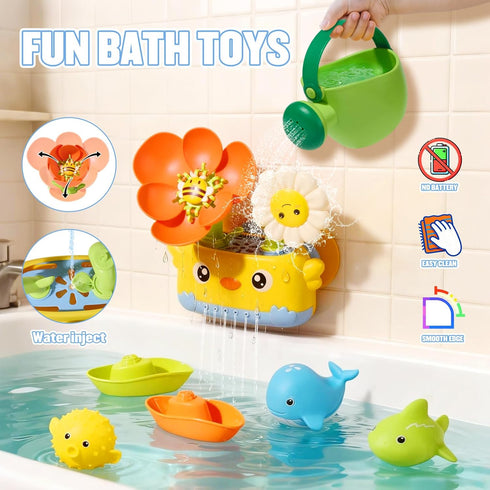 1-3 1+ Baby Bath Toys for Kids Ages | Safe & Fun Mold Free Toddler Bath Toys | Interactive Bath Toys with Blooming