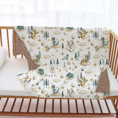 Buerhanerry 30"x40" Dragon Baby Blankets, Dragon Fairy Tale Themed Toddler Soft Minky Blanket with Double Layer Dotted