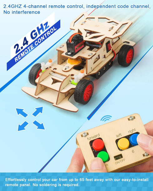 Poraxy STEM Kits for Kids age 8-12, Building Remote Control Car, Wooden Model Kits, Educational Crafts