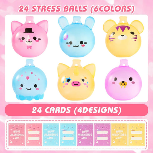 24 Pack Fidget Toys Stress Balls for Kids & Adults, Sugar Squishy Balls, Squishy Sensory Squeeze Toys for Anxiety/ADHD