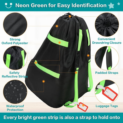 Sublaga 2pcs Waterproof Car Seat Bags For Airplane Travel, Durable Carseat Cover For Air Travel Car Seat Travel Bag