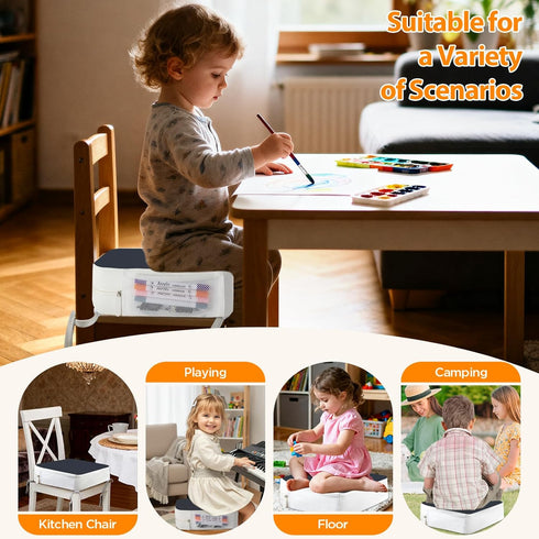 3.8" Booster Seat for Kitchen Chair, Toddler Booster Seats for Dining Table with Ties, PU Dining Chair Pads with Side