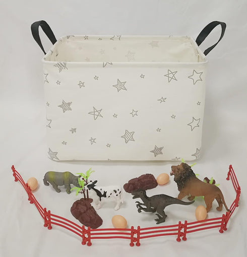 Rectangular Canvas Storage Bin, Waterproof Nursery Hamper with Handles, Gift Basket for Home and Office