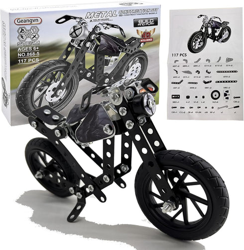 Metal Model Motorcycle Kits, 117 Pcs Erector Sets for Boys Age 8-12, STEM Building Toys for Kids and Adults