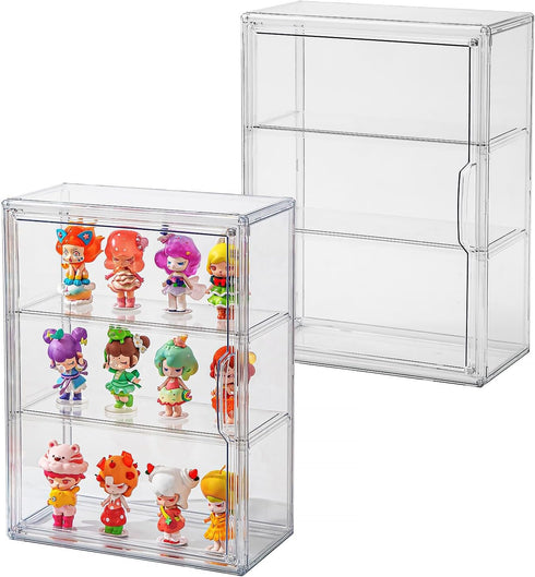 2 Pack Clear Display Case for Figures with Magnetic Door, Acrylic Display