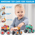 MOONTOY Toy Cars for 1 2 3 Year Old Boys, 3 Pack Friction Powered Pull Back Cars Set - Bull, Leopard, Crocodile