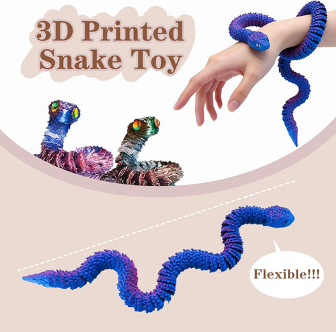 OGCHFZC 12 3D 12.8 inch 3D Pcs Printed Snake, Flexible Printed Snake Stuff Decorative for Kids Home Decor Gifts