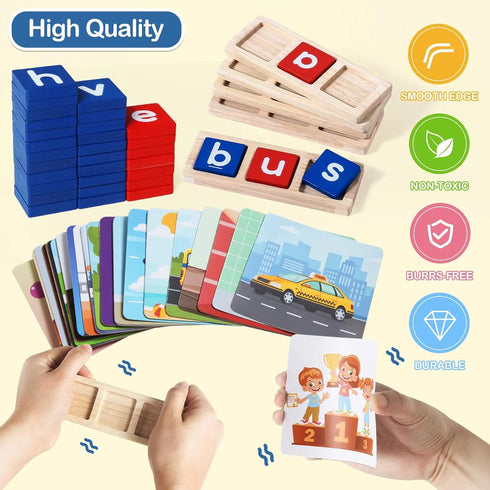 CVC Word Educational Toy Spelling Games, Montessori Learning Toys Gifts for 3-6 Years Old Kids, 60 Sight Words