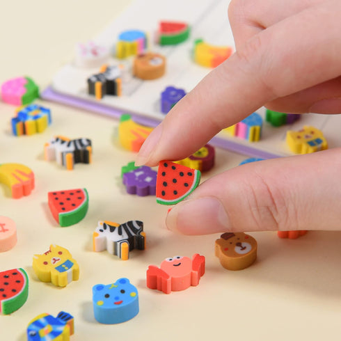 300 Pcs Mini Erasers for Kids Bulk, Tiny Animal Fruit Erasers