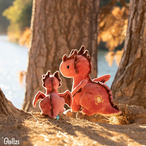 Bellzi Fire Dragon Plush Toy - Cute Stuffed Animal - Perfect Gift for Kids and Toddlers