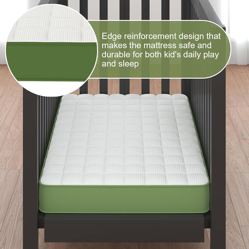 3" 38" Lx24 Mini Mattress, W Premium Foam Mattresses, Soft Pure Cotton Breathable Cover Fabric, Waffle Grid