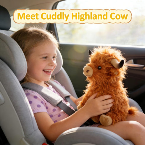 OROZCOR Highland Cow Stuffed Animal, Cute Fluffy Cow Plush Figure Toys,Realistic Farm Highland Cattle Plush Decor Gifts