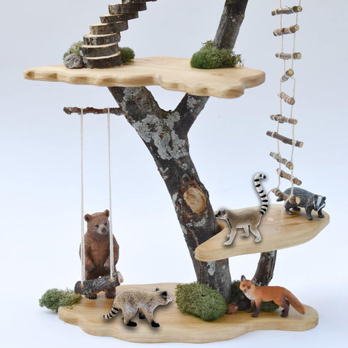 Gemini&Genius Raccoon Lemur Wild Animal Action Figure Toy Set - Realistic Zoo Animal Figurines for Kids