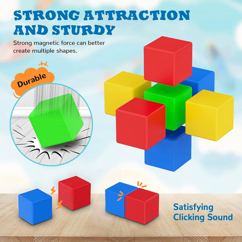 Magnetic Blocks 32 Pieces, Large Building Blocks for Ages 3+ Year Old Boys and Girls, 3D Educational Sensory Magnet Toys