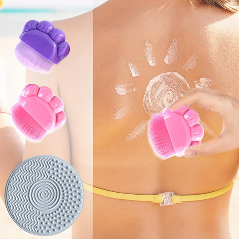 2Pcs Sunscreen Applicator for Kids - Sunblock Brush with Protective Case, Sun Lotion Applicator with Cleaning Pad