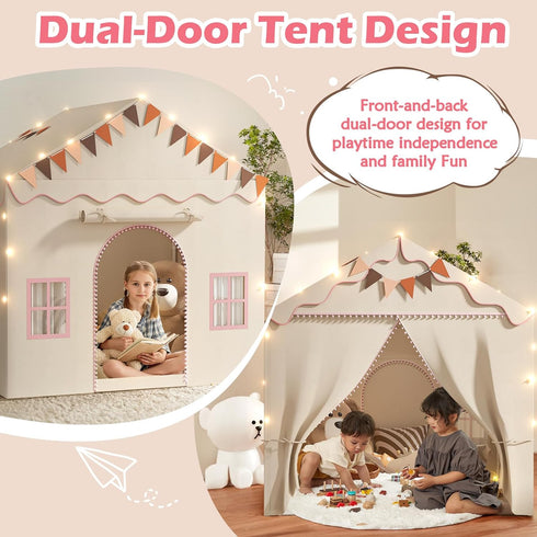 2 4 51" 39" 53" Treestone Doors Kids Play Tent with Padded Mat & Light, Large Tent for Toddler with Windows,Kids