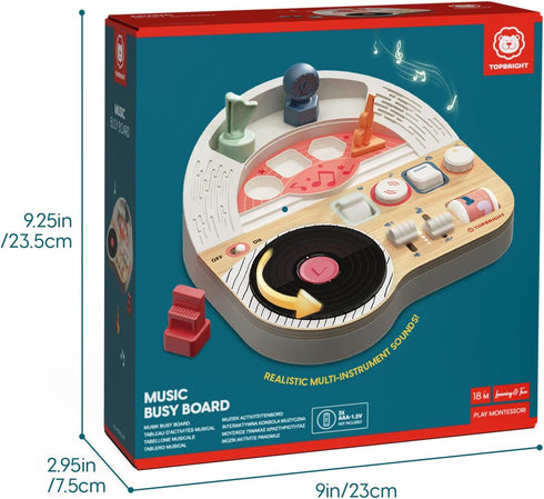 14 18M+ TOP BRIGHT DJ Music Busy Board - Wooden Toddler Toys for Boys and GirlsMontessori Sensory Toy with Activities