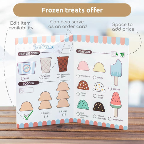 Counter Set 21 3+ UMU Wooden Ice Cream Play Toy - Pretend Kitchen Accessories for Kids, Interactive PretendFood