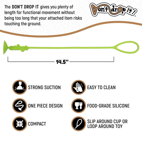 Dont Drop It Don't Drop It Silicone Suction Cup Strap Tether - Keep Cups, Bottles, Toys, and More from Hitting The