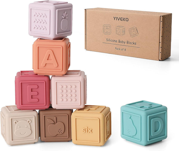 Baby Blocks Stacking Toys for Babies - Silicone Soft Building Blocks (8 PCS)