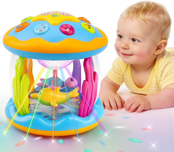 Baby Toys 0-6 Months Ocean Rotating Projector Musical Light Up Tummy Time