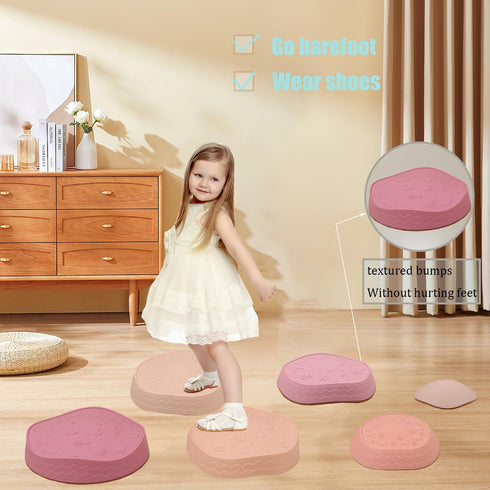 6Pcs Non-Slip Balance Stepping Stones for Kids, Toddler Jumping Stepping Stones for Indoor or Outdoor Play