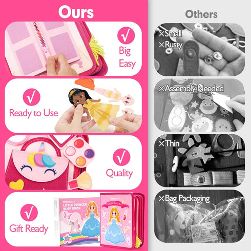 3-5 3 3-5 3-4 hahaland Toys Ages Girls - Busy Board Princess Toy Year Old Girls - Toddlers Quiet Busy Book for Toddlers