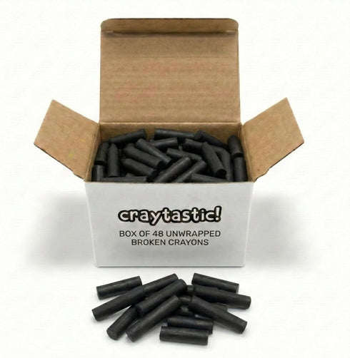 Craytastic! Bulk Unwrapped Crayons (Black) - Box of 144 Pieces = 48