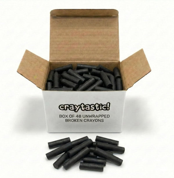 Craytastic! Bulk Unwrapped Crayons (Black) - Box of 144 Pieces = 48