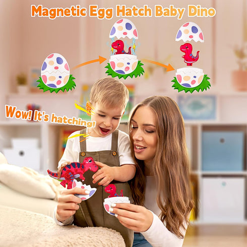 3-5, 3D 5-7, 3+ 4-8 8-12 Dinosaurs Egg Toys Magnetic Tiles Dinos for Kids Magnet Movable Animals Construction Tile