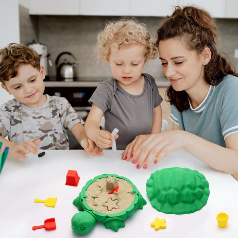 EAMC XHXX Mini Desktop Turtle Sandbox with Soft Sand and Small Tools -Premium Sand Garden for Desk Kit - Mini Zen