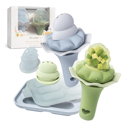Moonkie Baby Fruit Feeder with Freezer Tray, BPA Free Silicone Food Feeder