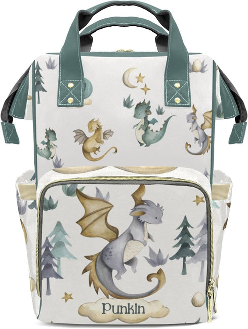 LiSoAkWE Cute Flying Eggs Dragon Personalized Large Capacity Diaper Bags,Custom Name Backpack Casual