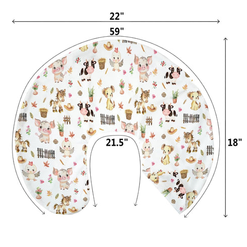 Farmland Cute Pastel Farm Animals Baby Nursing Pillow Covers for Boy Girl Farmhouse Pig Cow Chick Dog Meadow Nursing