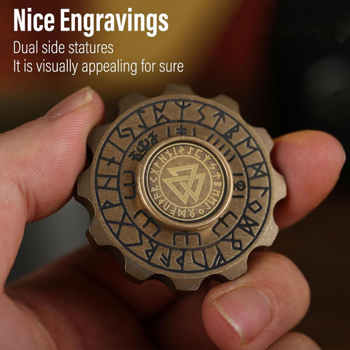 Freelove Viking Pirate & Gossip Design Fidget Spinner, Copper Metal Spinner Toy for Adults, Brass