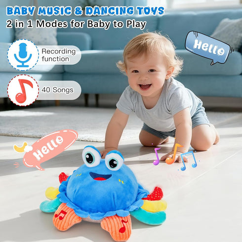 1 6-12 Tummy Baby Toys Year Old Month Time Toys Crawling Musical Crab Plush Toy Dancing Walking Moving Bouncing Sensory