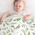 BORITAR Floral Leaf Baby Blanket - Super Soft Double Layer Minky with Dotted Backing, 30 x 40 Inch for Nursery
