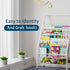 4-Tier (28.35" JAQ White Kids Bookshelf, Metal Book Display Rack for Small Spaces, Modern Toddler Bookshelf for Nursery