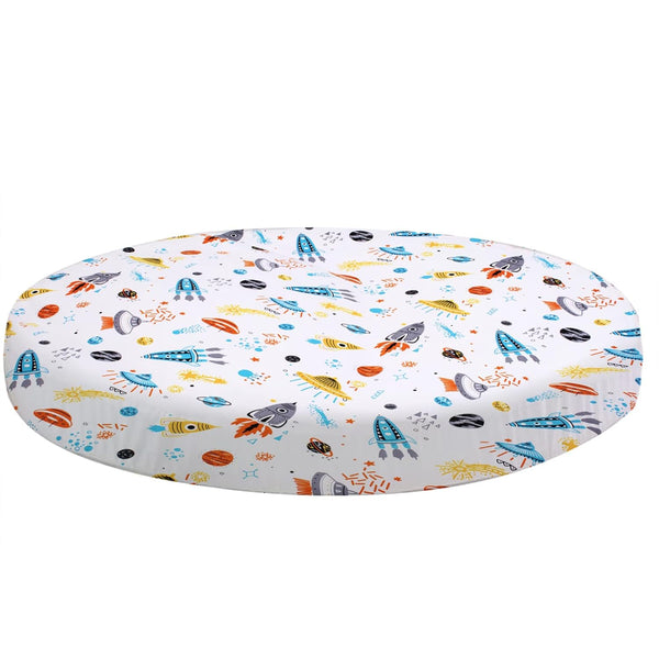 Cloele Round Stretchy Crib Sheet - Microfiber Space Fitted Sheet for 42