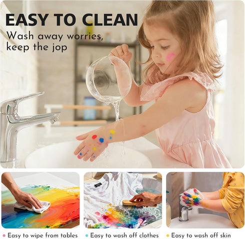 Pack 12 (8.45 oz), 1-3 4 5 6+ ABEIER Washable Finger Paint Bulk for Toddlers, Safe Non-Toxic, Vibrant Colors Fl Baby
