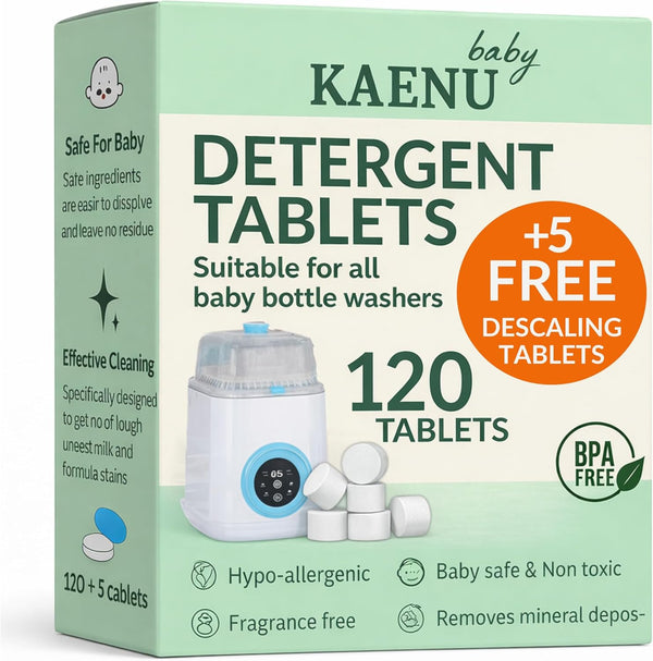 KAENU Bottle Washer Detergent Tablets, 120 PCS & 5 Free Descaling Tablets, Compatible