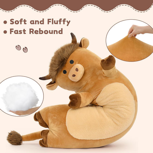 Tezituor Long Plush Cow Body Pillow: 43" Cute Stuffed Animal Throw Pillow - Birthday Gift for Kids & Adults