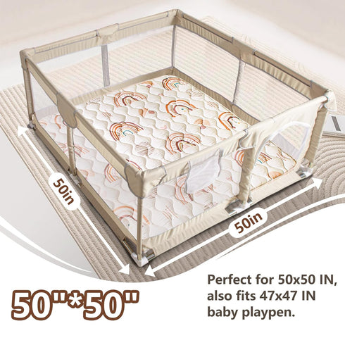 50x50 Baby Play Mat, Playpen Mat with Super Soft Touch, Activity Mat with Upgraded Anti-Slip Bottom, Machine Washable