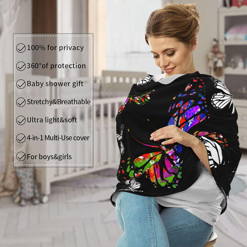 Schgap Butterflies Car Seat Covers Canopy for Baby, Soft Stroller Cover Nursing Cover Breastfeeding Baby Carrier Covers